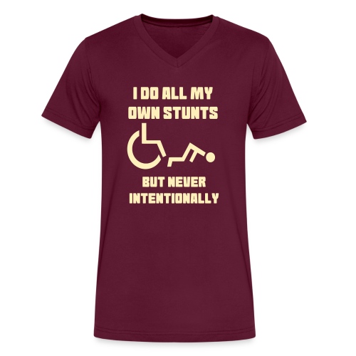I do all my own wheelchair stunts - Men's V-Neck T-Shirt by Canvas