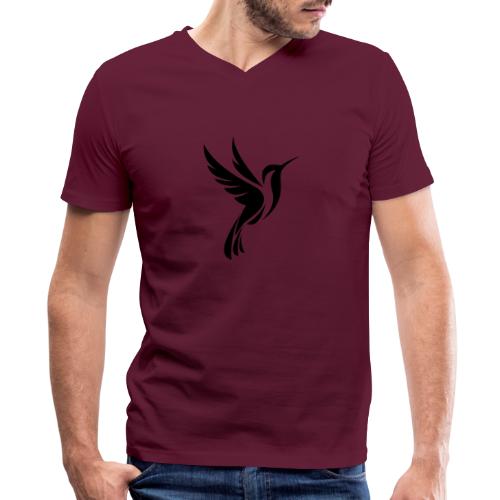 Hummingbird Spot Logo in Black - Men's V-Neck T-Shirt by Canvas