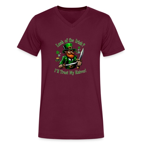 Luck of the Irish? I'll Trust My Knives! - Men's V-Neck T-Shirt by Canvas
