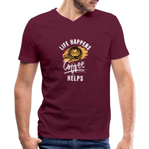 Life happens, Coffee Helps - Men's V-Neck T-Shirt by Canvas