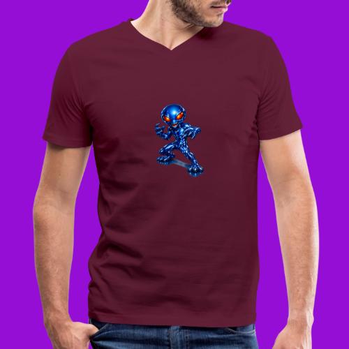 Angry Blue Alien - Men's V-Neck T-Shirt by Bella + Canvas