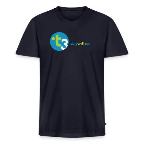 Play With Us (Tri-Color Logo) - Men's Premium Organic V-Neck T-Shirt
