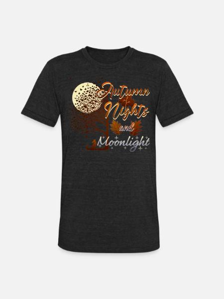 Autumn Nights and Moonlight - Unisex Tri-Blend T-Shirt - heather black