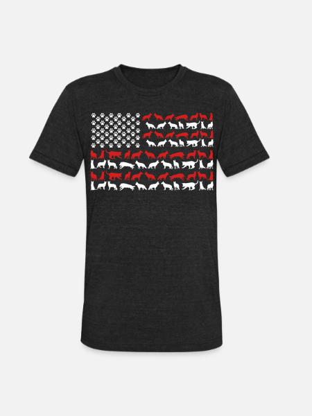 German Shepherd US FLAG - Unisex Tri-Blend T-Shirt - heather black