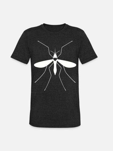 Mosquito Silhouette Heart - Unisex Tri-Blend T-Shirt - heather black