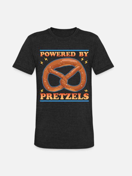 Pretzel Powered By Pretzels - Unisex Tri-Blend T-Shirt - heather black