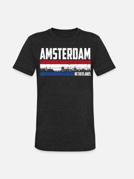 Amsterdam, Netherlands - Unisex Tri-Blend T-Shirt - heather black