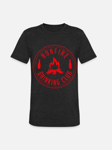 Bonfire Drinking Club Camping - Unisex Tri-Blend T-Shirt - heather black