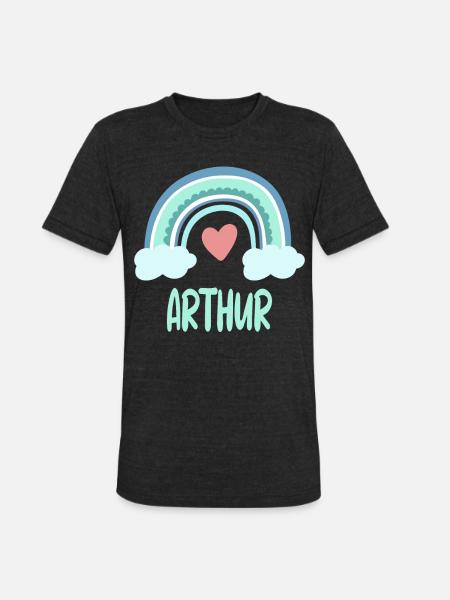 Arthur Name Rainbow Baby - Unisex Tri-Blend T-Shirt - heather black