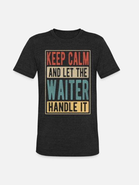 Waiter Retro Gift - Unisex Tri-Blend T-Shirt - heather black