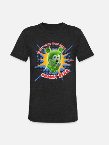 Funny Lucky Gummy Bear - Unisex Tri-Blend T-Shirt - heather black