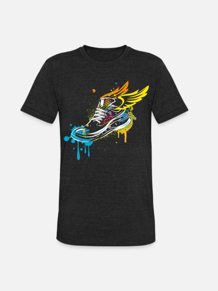 Sneaker graffiti with wings - Unisex Tri-Blend T-Shirt - heather black