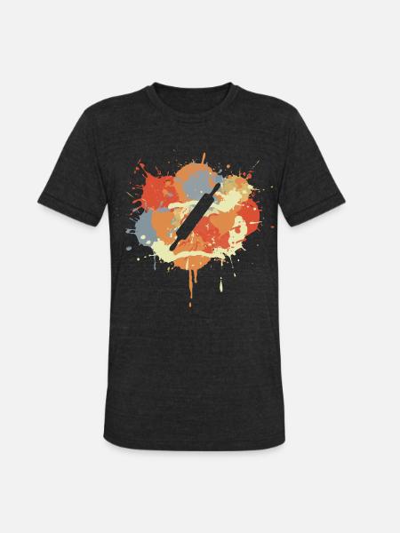 Rolling Pin Sketch - Unisex Tri-Blend T-Shirt - heather black