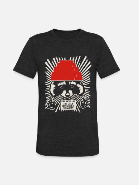 Raccoon DEVO Hat Poster – Bold Political Art Print - Unisex Tri-Blend T-Shirt - heather black