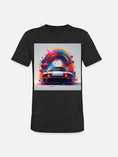 Neon Splash Drifter Car Art - Unisex Tri-Blend T-Shirt - heather black