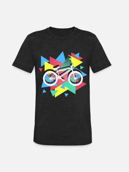 BMX Biking Geometric - Unisex Tri-Blend T-Shirt - heather black
