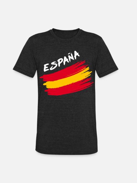 Espana Spain Spanish Flag Brush Design - Unisex Tri-Blend T-Shirt - heather black