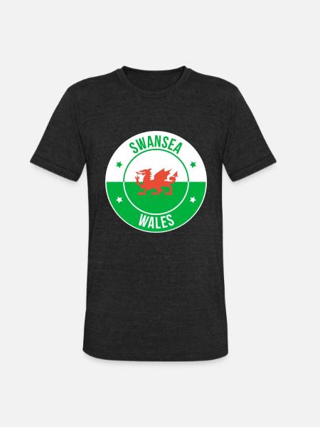 Dragon Crest Swansea Wales - Unisex Tri-Blend T-Shirt - heather black