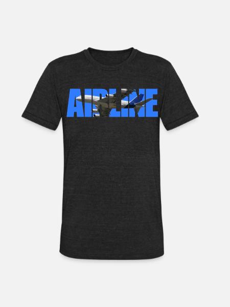 Airline Bold Cutout Jet Art - Unisex Tri-Blend T-Shirt - heather black