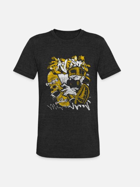 Spray Can Style Scene - Unisex Tri-Blend T-Shirt - heather black