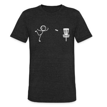 Disc Golf Stick Figure - Disc Golfing Funny Disc G - Unisex Tri-Blend T-Shirt - heather black - Front - Brady (186cm)