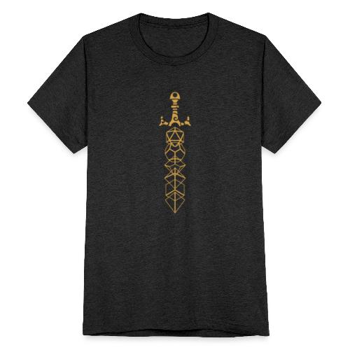 Gold Polyhedral Dice Sword - Unisex Tri-Blend T-Shirt