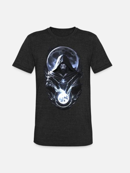 Moon wizard - Unisex Tri-Blend T-Shirt - heather black