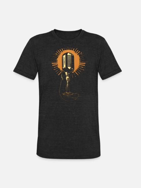 Microphone Retro Mic - Unisex Tri-Blend T-Shirt - heather black