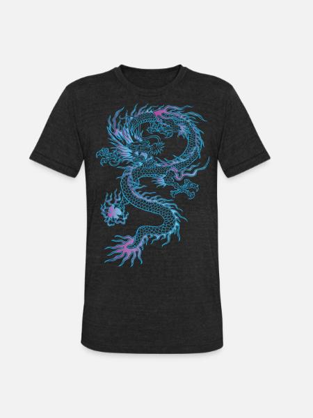 chinese dragon - Unisex Tri-Blend T-Shirt - heather black