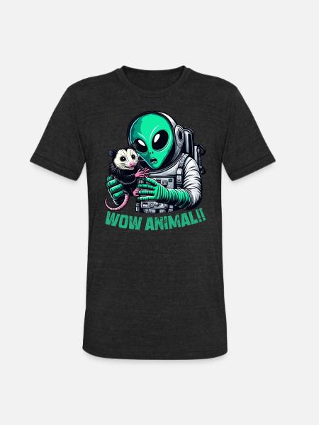 Aliens And Opossum - Unisex Tri-Blend T-Shirt - heather black