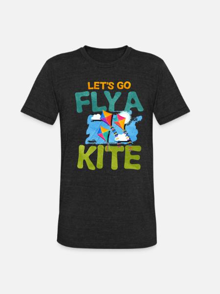 Kite Flying - Unisex Tri-Blend T-Shirt - heather black
