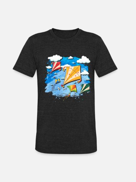 Kite Flying - Unisex Tri-Blend T-Shirt - heather black