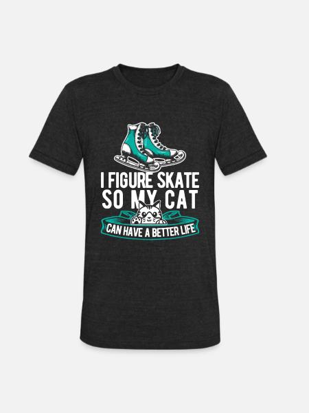 Figure Skating Cat - Unisex Tri-Blend T-Shirt - heather black