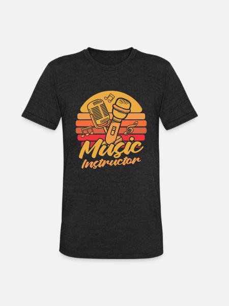 Music Teacher Microphone - Unisex Tri-Blend T-Shirt - heather black