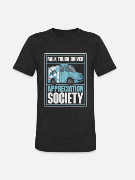 Milk Funny Milk Truck - Unisex Tri-Blend T-Shirt - heather black