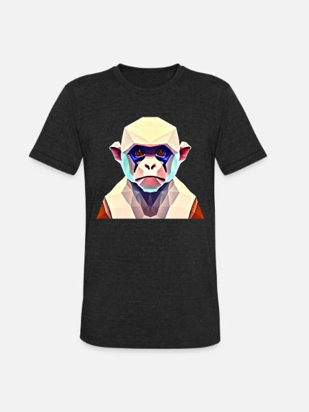 Polygon monkey - Unisex Tri-Blend T-Shirt - heather black