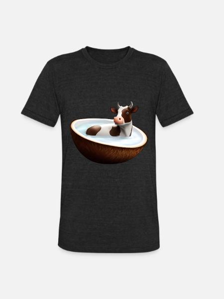 Cow in coconut - Unisex Tri-Blend T-Shirt - heather black