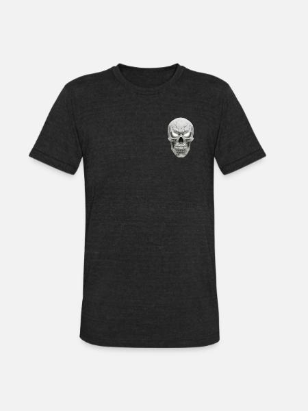 Cracked Skull Chrome Gaze - Unisex Tri-Blend T-Shirt - heather black