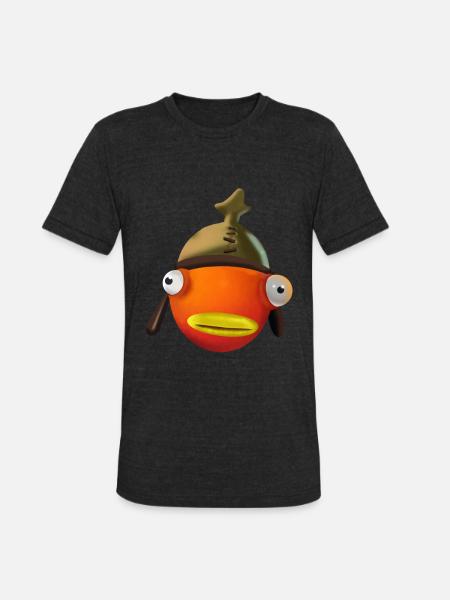 Fish face cartoon - Unisex Tri-Blend T-Shirt - heather black