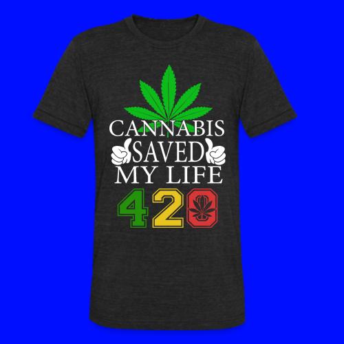 Joyous 420 Saving Herb Weed Marijuana Design - Unisex Tri-Blend T-Shirt