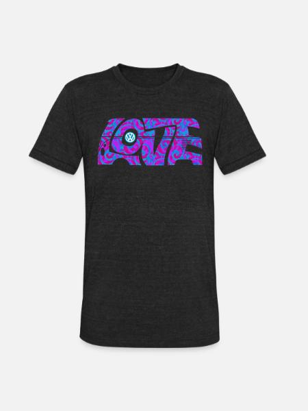 Volkswagen VW T1 Camper Love With VW logo - Unisex Tri-Blend T-Shirt - heather black
