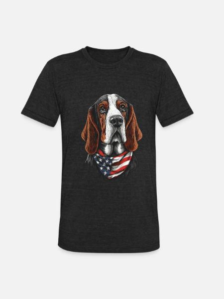 Basset Hound - Unisex Tri-Blend T-Shirt - heather black