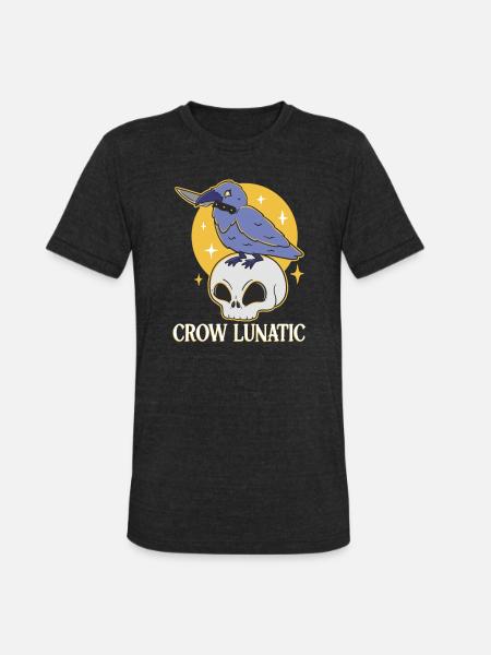 CROW / RAVENS: Raven Lunatic - Unisex Tri-Blend T-Shirt - heather black