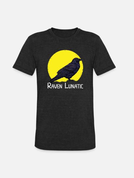 CROW / RAVENS: Raven Lunatic - Unisex Tri-Blend T-Shirt - heather black