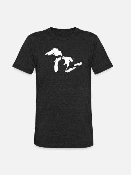Great lakes white - Unisex Tri-Blend T-Shirt - heather black