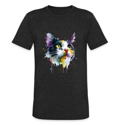 Cat: Painted Purr Expression - Unisex Tri-Blend T-Shirt