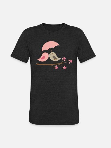 Umbrella love - Unisex Tri-Blend T-Shirt - heather black