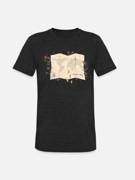 Wander Often Map - Unisex Tri-Blend T-Shirt - heather black