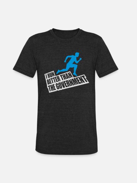 run better than government - Unisex Tri-Blend T-Shirt - heather black