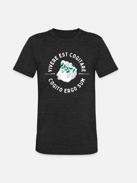 Cogito Ergo Sum Latin Quote - Unisex Tri-Blend T-Shirt - heather black